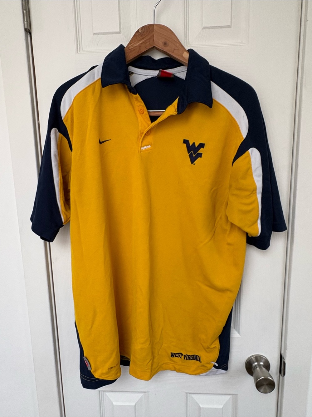 Nike Gold and Navy West Virginia Polo Shirt